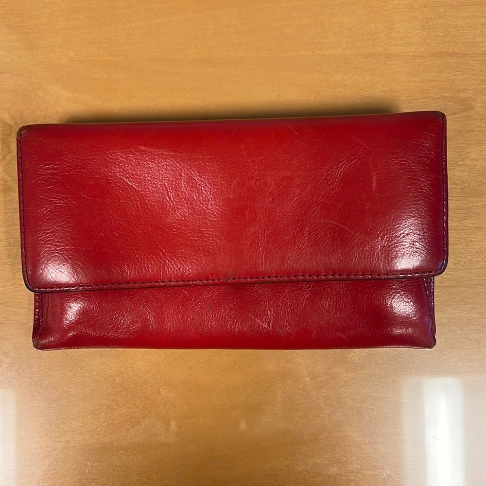 Red Leather Hobo Wallet